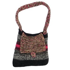 HANDMADE Wool Boho Chic Knit Multi Color Crossbody Bag